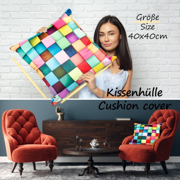 Mikrofaser Dekokissen Velours Kissenbezug Sofakissen Kissenhülle mit & ohne Füllung – Pixel bunt