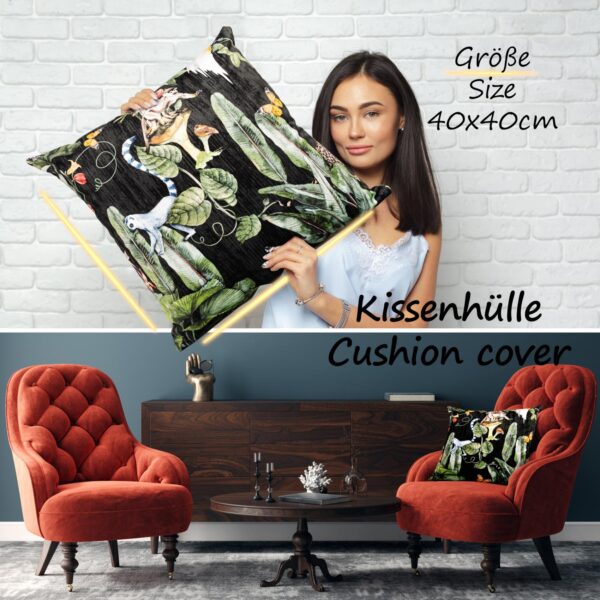 Mikrofaser Dekokissen Velours Kissenbezug Sofakissen Kissenhülle mit & ohne Füllung – Jungle Black