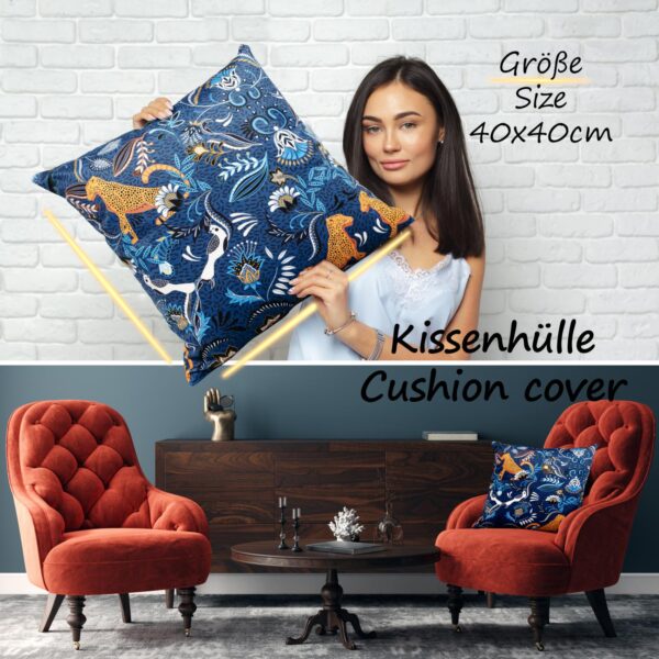 Mikrofaser Dekokissen Velours Kissenbezug Sofakissen Kissenhülle mit & ohne Füllung – Jungle Blue