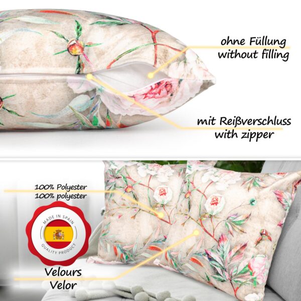 Mikrofaser Dekokissen Velours Kissenbezug Sofakissen Kissenhülle mit & ohne Füllung – Flowers