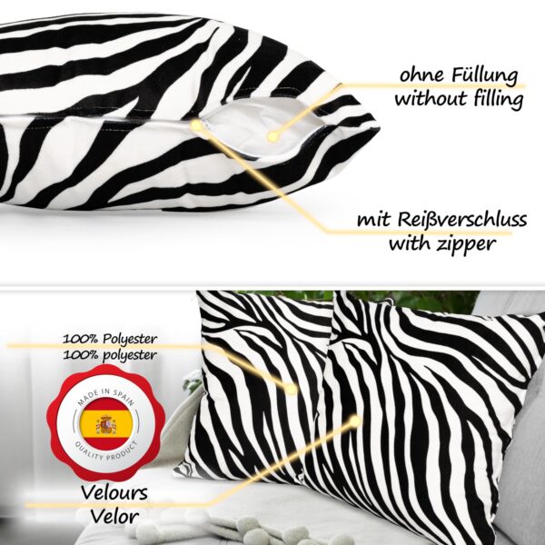 Mikrofaser Dekokissen Velours Kissenbezug Sofakissen Kissenhülle mit & ohne Füllung – Zebra