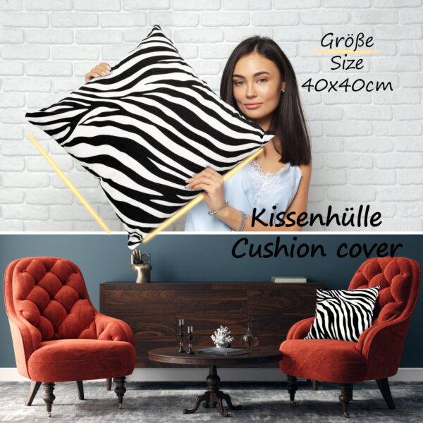Mikrofaser Dekokissen Velours Kissenbezug Sofakissen Kissenhülle mit & ohne Füllung – Zebra