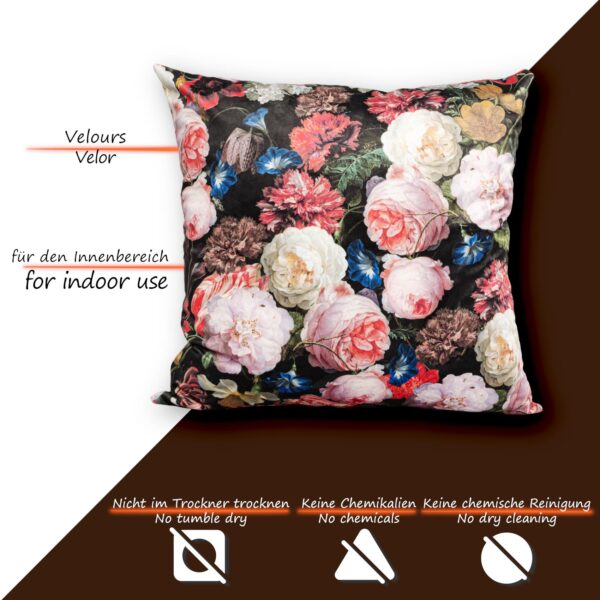 Mikrofaser Dekokissen Velours Kissenbezug Sofakissen Kissenhülle mit & ohne Füllung – Rosen Schwarz