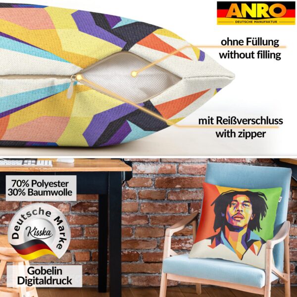 Dekokissen Pop Art Kissenbezug Zierkissen Sofakissen bedruckt mit & ohne Füllung 40x40cm Bob Marley