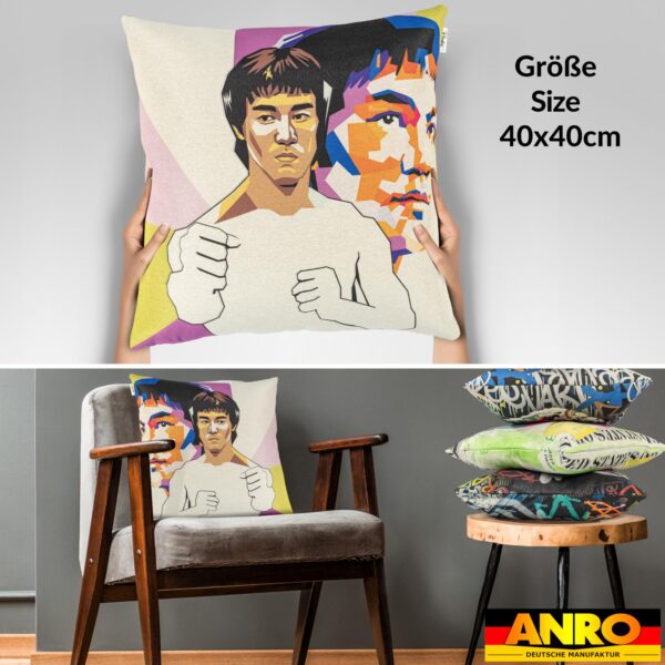 Dekokissen Pop Art Kissenbezug Zierkissen Kissenhülle bedruckt mit & ohne Füllung 40x40cm Bruce Lee
