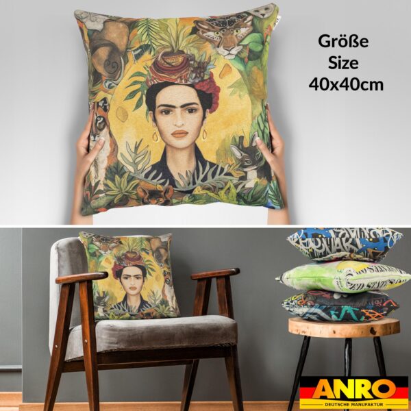 Dekokissen Pop Art Kissenbezug Zierkissen Sofakissen bedruckt mit & ohne Füllung 40x40cm Frida Tiger
