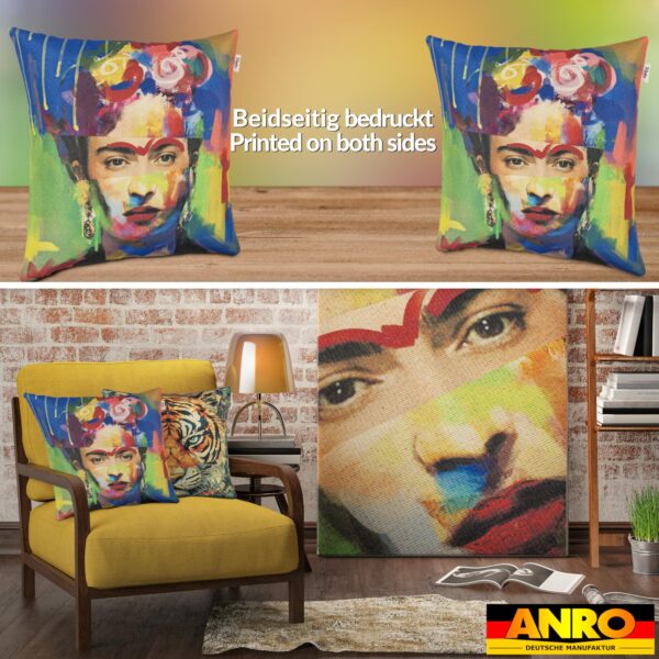 Dekokissen Pop Art Kissenbezug Zierkissen Kissenhülle bedruckt mit & ohne Füllung 40x40cm Frida Kahlo