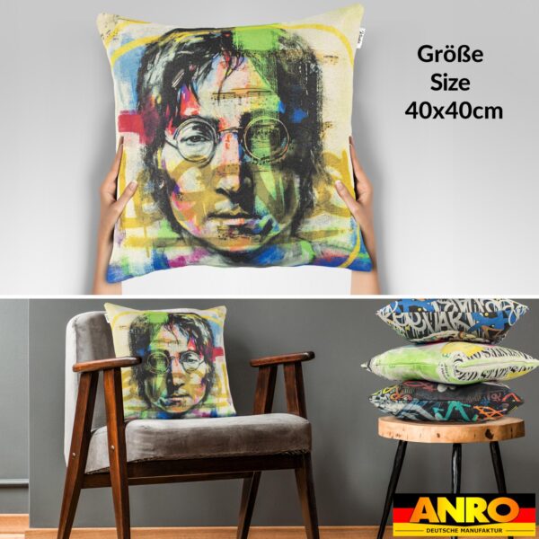 Dekokissen Pop Art Kissenbezug Zierkissen Kissenhülle bedruckt mit & ohne Füllung 40x40cm John Lennon