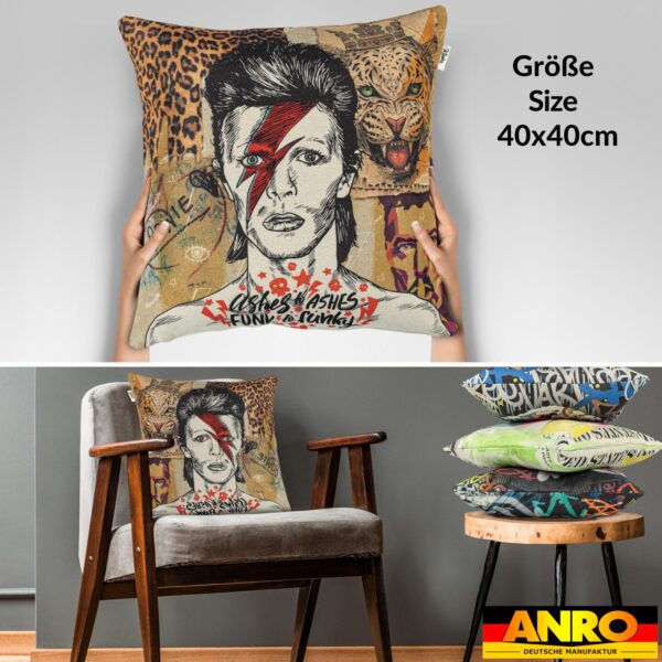 Dekokissen Pop Art Kissenbezug Zierkissen Kissenhülle bedruckt mit & ohne Füllung 40x40cm David Bowie