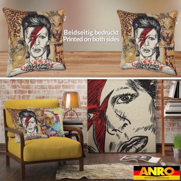 Dekokissen Pop Art Kissenbezug Zierkissen Kissenhülle bedruckt mit & ohne Füllung 40x40cm David Bowie