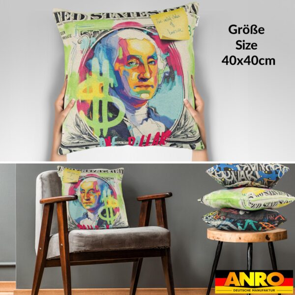 Dekokissen Pop Art Kissenbezug Zierkissen Sofakissen bedruckt mit & ohne Füllung 40x40cm Dollar $