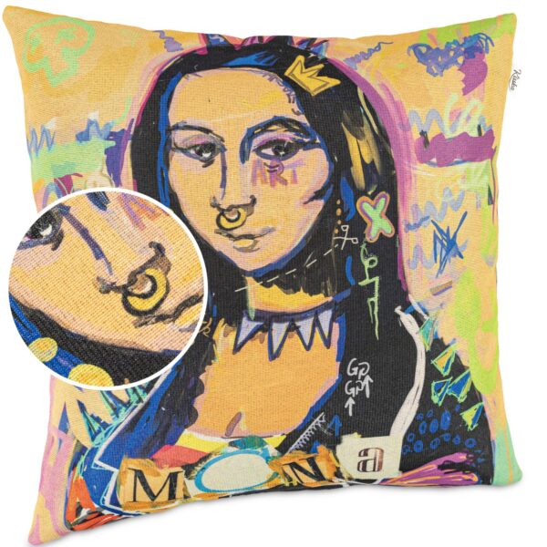 Dekokissen Pop Art Kissenbezug Zierkissen Kissenhülle bedruckt mit & ohne Füllung 40x40cm Mona Lisa