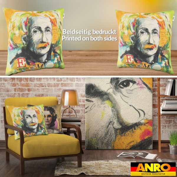 Dekokissen Pop Art Kissenbezug Zierkissen Kissenhülle bedruckt mit & ohne Füllung 40x40cm Albert Einstein