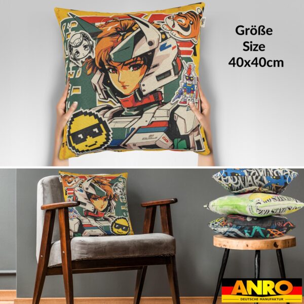 Dekokissen Pop Art Kissenbezug Zierkissen Sofakissen bedruckt mit & ohne Füllung 40x40cm Robot
