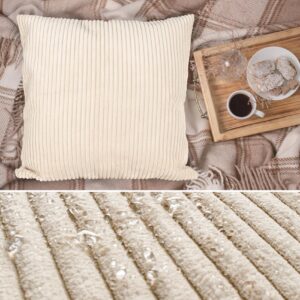 Cord Kissen Kissenbezug Sofakissen Cord Dekokissen Kissenhülle mit & ohne Füllung 4 Größen Creme