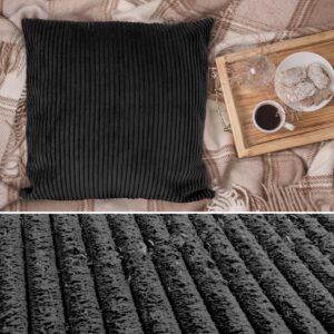 Cord Kissen Kissenbezug Sofakissen Cord Dekokissen Kissenhülle mit & ohne Füllung 4 Größen Schwarz