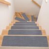 Treppenteppich Treppenstufen Teppich Stufenteppich Stufenmatte selbsthaftend Rechteckig Grau