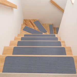 Treppenteppich Treppenstufen Teppich Stufenteppich Stufenmatte selbsthaftend Rechteckig Grau