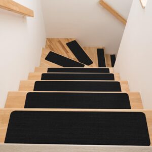 Treppenteppich Treppenstufen Teppich Stufenteppich Stufenmatte selbsthaftend Rechteckig Schwarz