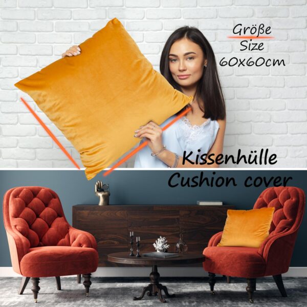Samtkissen Kissenbezug Sofakissen Dekokissen mit & ohne Füllung 4 Größen Orange