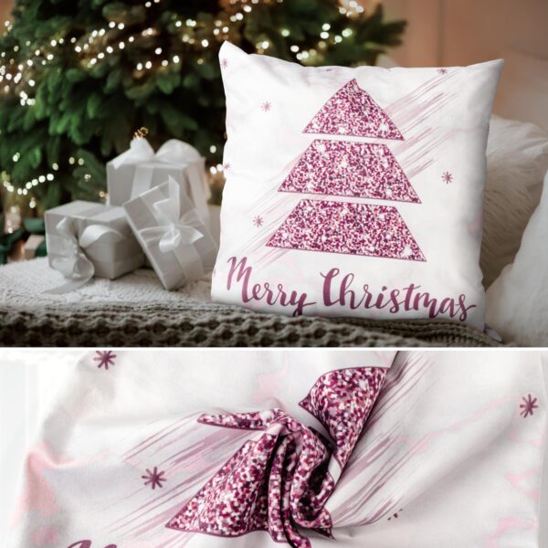 Weihnachtskissen Kissenhülle Weihnachten Kissen Dekokissen mit & ohne Füllung 45x45cm Weihnachtsbaum Rosa