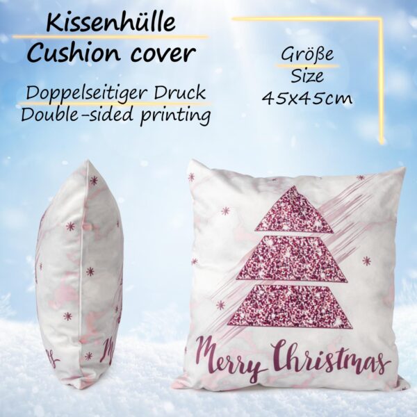 Weihnachtskissen Kissenhülle Weihnachten Kissen Dekokissen mit & ohne Füllung 45x45cm Weihnachtsbaum Rosa