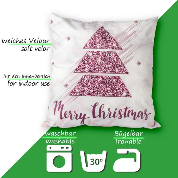 Weihnachtskissen Kissenhülle Weihnachten Kissen Dekokissen mit & ohne Füllung 45x45cm Weihnachtsbaum Rosa