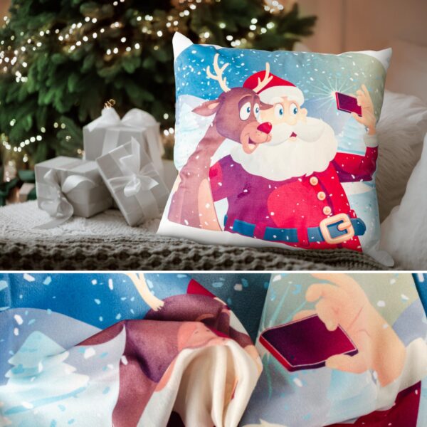 Weihnachtskissen Kissenhülle Weihnachten Kissen Dekokissen mit & ohne Füllung 45x45cm Selfie Weihnachtsmann