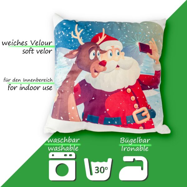 Weihnachtskissen Kissenhülle Weihnachten Kissen Dekokissen mit & ohne Füllung 45x45cm Selfie Weihnachtsmann