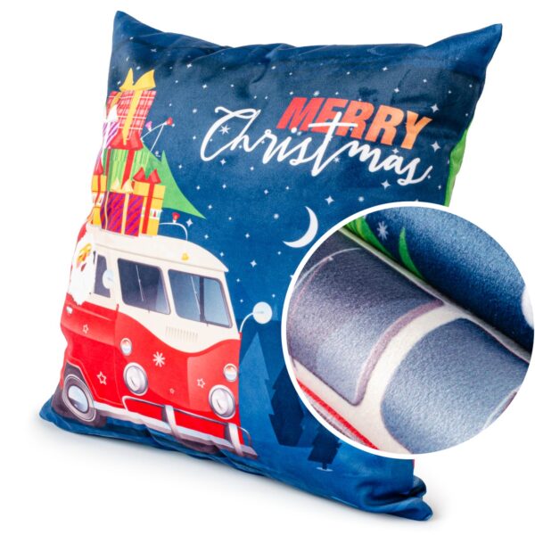 Weihnachtskissen Kissenhülle Weihnachten Kissen Dekokissen mit & ohne Füllung 45x45cm VW-Bus Weihnachtsmann