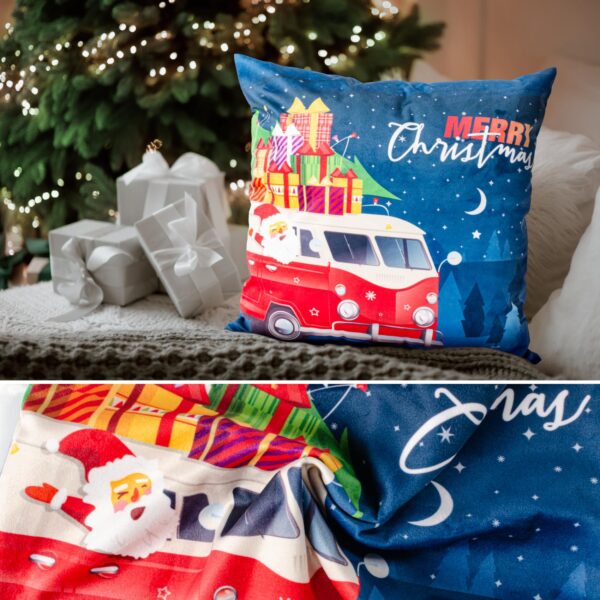 Weihnachtskissen Kissenhülle Weihnachten Kissen Dekokissen mit & ohne Füllung 45x45cm VW-Bus Weihnachtsmann