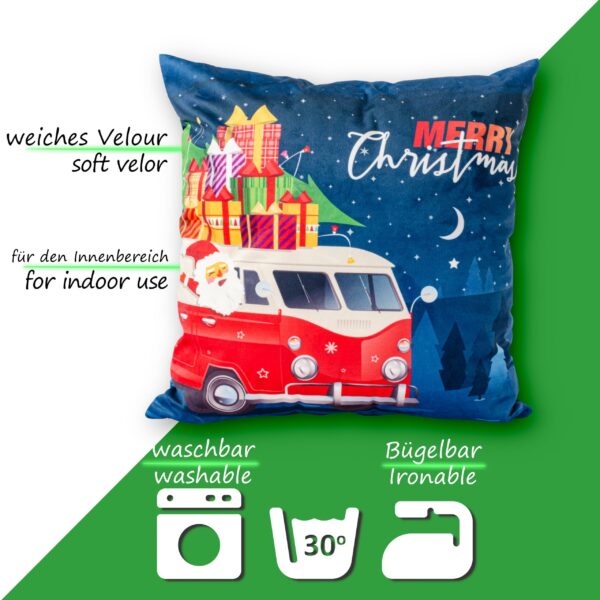 Weihnachtskissen Kissenhülle Weihnachten Kissen Dekokissen mit & ohne Füllung 45x45cm VW-Bus Weihnachtsmann