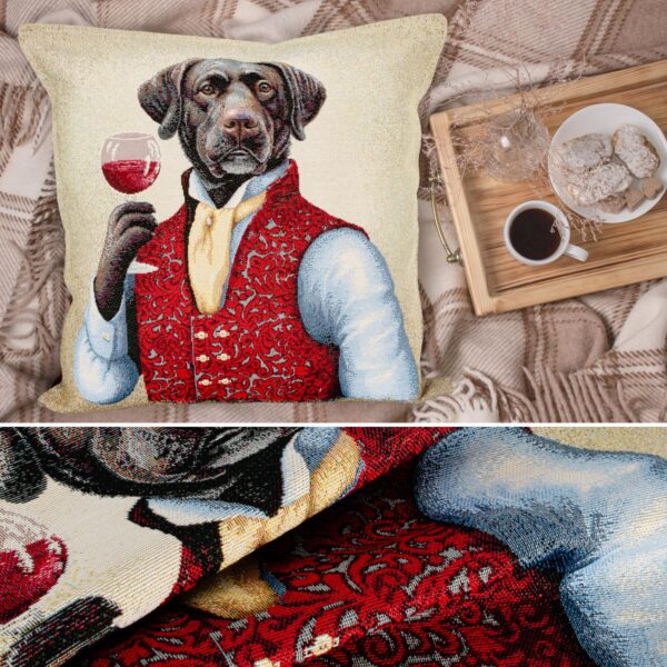 Kissenhülle Gobelin Kissen Jacquard Sofakissen Dekokissen mit & ohne Füllung 45x45cm Labrador