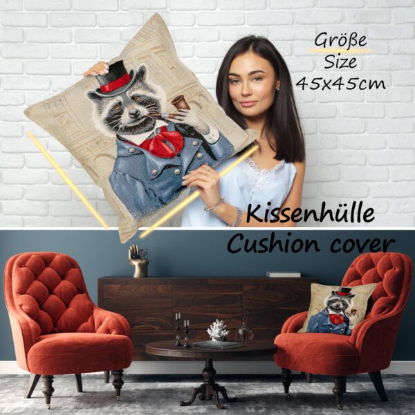 Kissenhülle Gobelin Kissen Jacquard Sofakissen Dekokissen mit & ohne Füllung 45x45cm Dachs