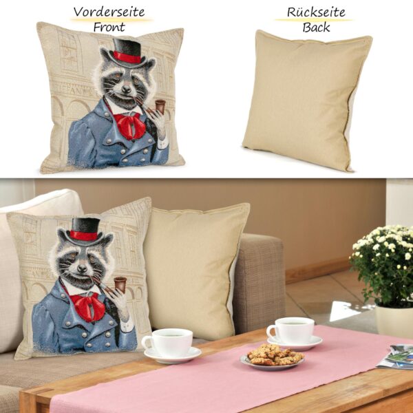 Kissenhülle Gobelin Kissen Jacquard Sofakissen Dekokissen mit & ohne Füllung 45x45cm Dachs