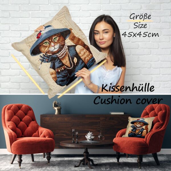 Kissenhülle Gobelin Kissen Jacquard Sofakissen Dekokissen mit & ohne Füllung 45x45cm Golden Twenties