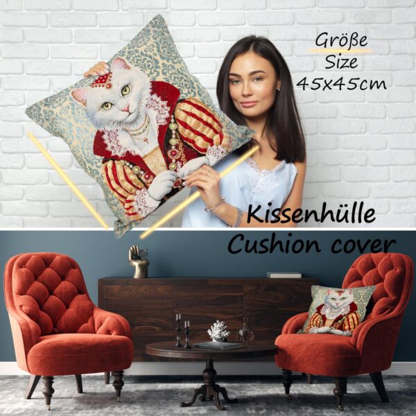 Kissenhülle Gobelin Kissen Jacquard Sofakissen Dekokissen mit & ohne Füllung 45x45cm Königin