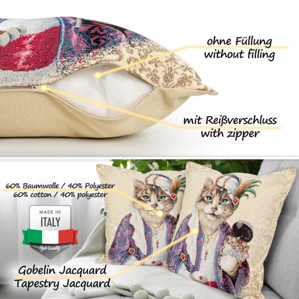 Kissenhülle Gobelin Kissen Jacquard Sofakissen Dekokissen mit & ohne Füllung 45x45cm Sultan
