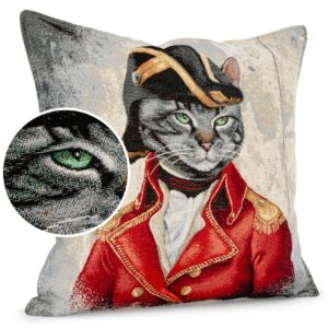 Kissenhülle Gobelin Kissen Jacquard Sofakissen Dekokissen mit & ohne Füllung 45x45cm Offizier