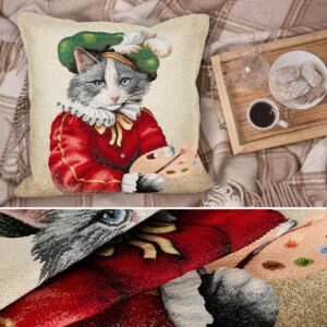 Kissenhülle Gobelin Kissen Jacquard Sofakissen Dekokissen mit & ohne Füllung 45x45cm Maler