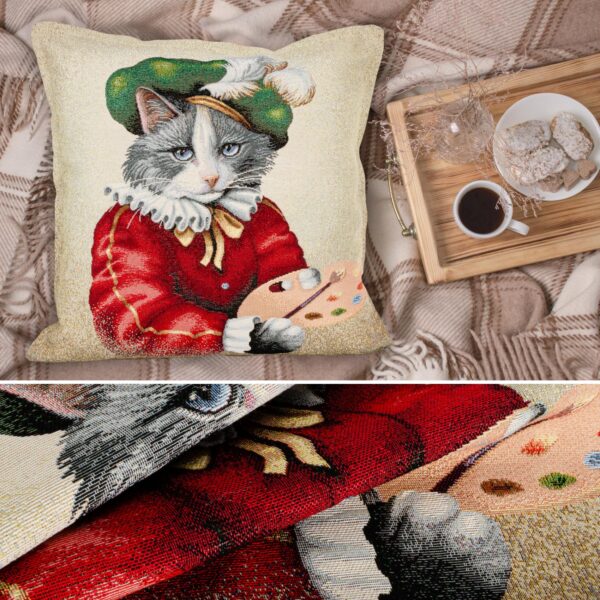 Kissenhülle Gobelin Kissen Jacquard Sofakissen Dekokissen mit & ohne Füllung 45x45cm Maler