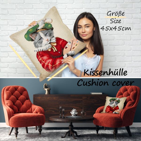 Kissenhülle Gobelin Kissen Jacquard Sofakissen Dekokissen mit & ohne Füllung 45x45cm Maler