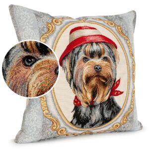 Kissenhülle Gobelin Kissen Jacquard Sofakissen Dekokissen mit & ohne Füllung 45x45cm Terrier