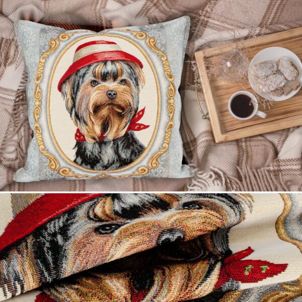 Kissenhülle Gobelin Kissen Jacquard Sofakissen Dekokissen mit & ohne Füllung 45x45cm Terrier