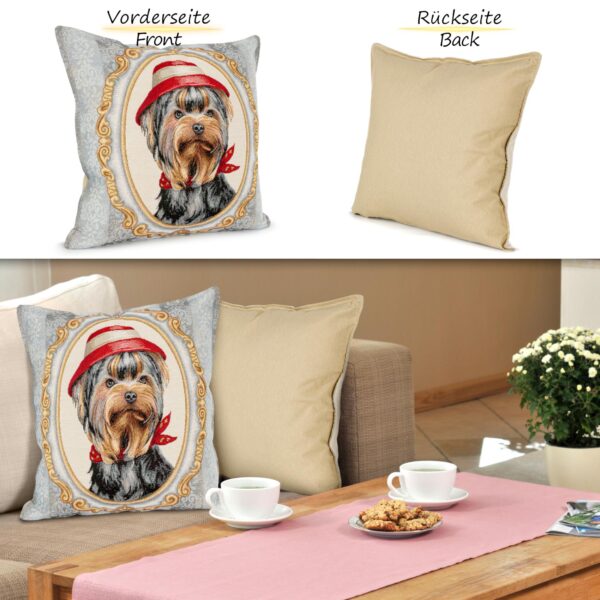 Kissenhülle Gobelin Kissen Jacquard Sofakissen Dekokissen mit & ohne Füllung 45x45cm Terrier