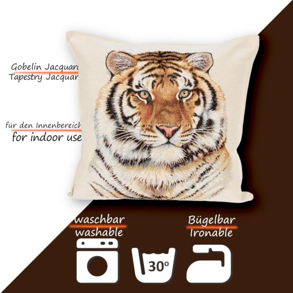 Kissenhülle Gobelin Kissen Jacquard Sofakissen Dekokissen mit & ohne Füllung 45x45cm Tiger