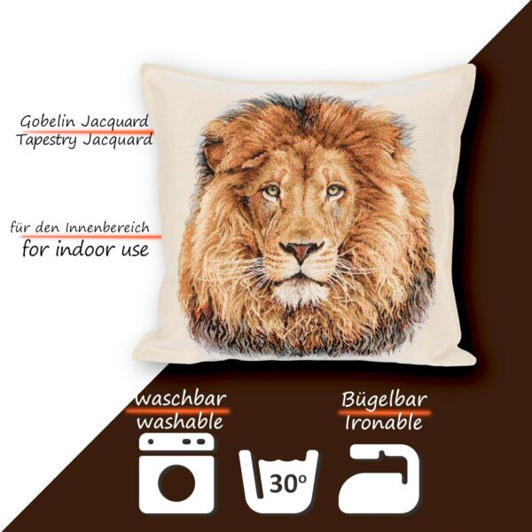 Kissenhülle Gobelin Kissen Jacquard Sofakissen Dekokissen mit & ohne Füllung 45x45cm Löwe
