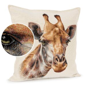 Kissenhülle Gobelin Kissen Jacquard Sofakissen Dekokissen mit & ohne Füllung 45x45cm Giraffe