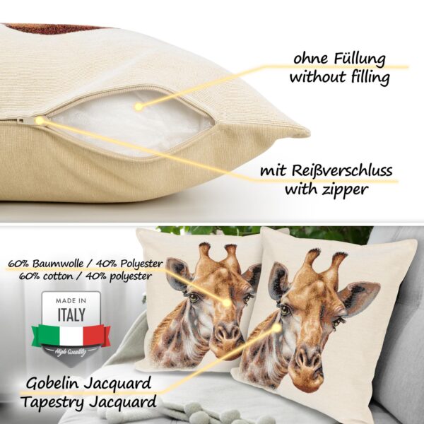 Kissenhülle Gobelin Kissen Jacquard Sofakissen Dekokissen mit & ohne Füllung 45x45cm Giraffe