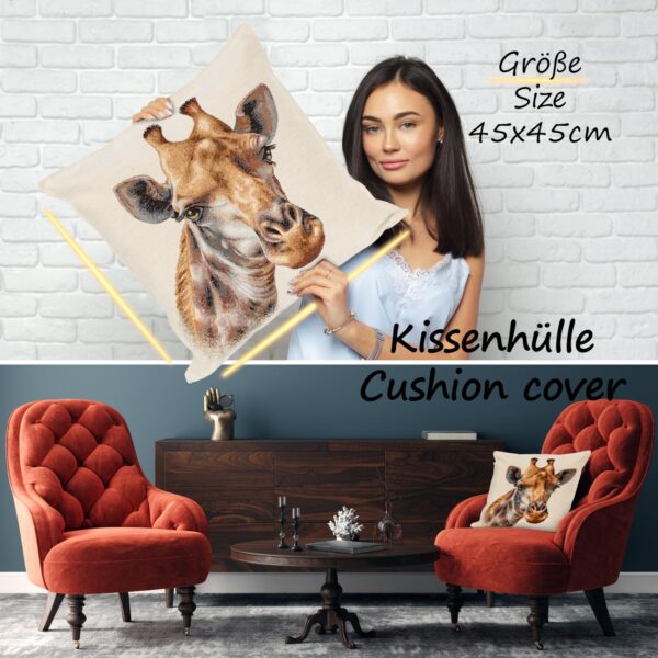 Kissenhülle Gobelin Kissen Jacquard Sofakissen Dekokissen mit & ohne Füllung 45x45cm Giraffe